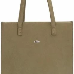 Groothandel 👍 Charm London Stratford Shopper 15,6 Inch (34.5x19.4 Cm) - Natuur Groen 🧨