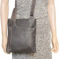 Goedkoop 🎁 Arrigo Leren Tas Dames – Leren Tas Heren – Donkerbruin Leder – Leren Crossbody Schoudertas – Plat Model 🔔 -tassen-dames Verkoop 382x840 3