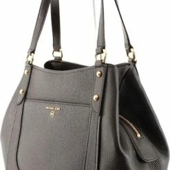 Beste Pirce 😉 Michael Kors Molly Dames Shopper Leer - Zwart 🛒 -tassen-dames Verkoop 472x840 1