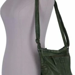 Coupon 🎉 Bear Design Medium Schoudertas / Crossbody Tas Dames - Leer - Cow Lavato - Groen 😍 -tassen-dames Verkoop 490x840 2