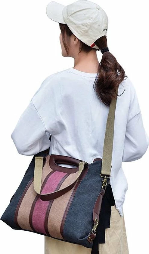 Goedkoop 🔔 ZILOU® Schoudertas - Handtas - Dames - Canvas - Zwart Multicolor 🔔 6 Goedkoop 🔔 ZILOU® Schoudertas - Handtas - Dames - Canvas - Zwart Multicolor 🔔 - Afbeelding 6