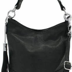 Goedkoopste ❤️ Nuba Design - Dames Schoudertas - Handtas - Leer Look - Zwart / Antraciet 👍