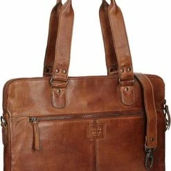 Beste Pirce 👏 Bear Design Lia Leren Dames Schoudertas / Laptoptas 13,3" - Cognac 👏 -tassen-dames Verkoop 519x840 11