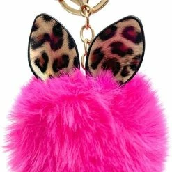 Korting 🤩 Hurtel Fluffy Bol Hanger Sleutelhanger - Sleutel/Tas Accessoires - Donker Roze ⭐