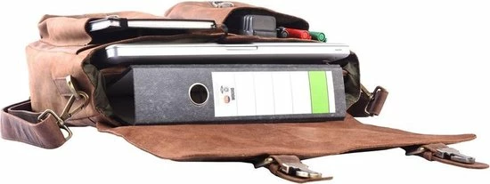 Hete verkoop ⭐ Wild Woodss WILD WOODS Ruime Leren Aktetas Met Schouderband – 15,6 Inch Laptopvak – Schoudertas – Buffelleer – Vintage Bruin ⌛ 4 Hete verkoop ⭐ Wild Woodss WILD WOODS Ruime Leren Aktetas Met Schouderband – 15,6 Inch Laptopvak – Schoudertas – Buffelleer – Vintage Bruin ⌛ - Afbeelding 4