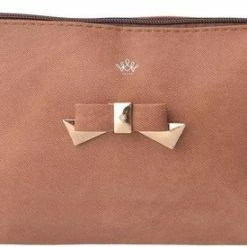 Gloednieuw 👍 Juleeze Melady Toilettas Dames Bruin Kunstleer Rechthoek Make Up Tasje Make-Up Etui 💯