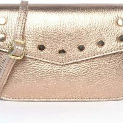 Top 10 😀 Leren Schoudertasje / Heuptasje / Crossbodytasje | Beltbag Metallic Goud - Giuliano ⌛