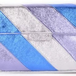 Korting 🥰 Merkloos Rainbow Metallic Schoudertas XL - Echt Leer - Made In Italy - Blauw Zilver ⭐