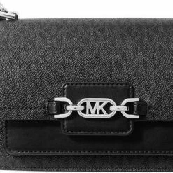 Uitgang 👍 Michael Kors Heather Dames Crossbody TasSchoudertas Textiel;PVC - Zwart 😍 -tassen-dames Verkoop 550x365 7