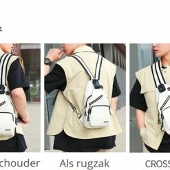 Korting ✨ San Vitale® - Vegan Leren Slingbag - SBag - Schoudertas - Rugzak - Crossbody Bag - Zwart 😉 -tassen-dames Verkoop 550x369 1