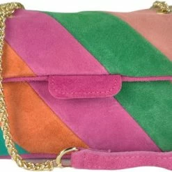 Coupon 🔥 Merkloos Rainbow Metallic Schoudertas - Echt Leer - Made In Italy - Rainbow Mat 👏