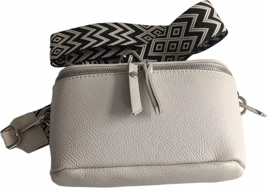Groothandel π San Marco Zacht Lederen Cross Body Tas Zilverkleurige Rits – Heuptas – Fashion – Rechthoekig Crème Met Extra Riem π₯° 5 Groothandel π San Marco Zacht Lederen Cross Body Tas Zilverkleurige Rits – Heuptas – Fashion – Rechthoekig Crème Met Extra Riem π₯° - Afbeelding 5