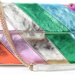 Uitgang 👏 Giuliano Lederen Schoudertas Rainbow Metallic - Goud Roze Groot 👍