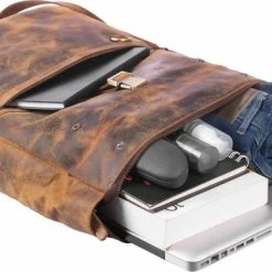 Gloednieuw ⌛ Wild Woodss WILD WOODS Leren 15 Inch Laptop Rugtas Met Kliksluiting - 15,6 Inch - Ruime Laptop Rugzak - Dames En Heren - Rundleer - Bruin 🛒 -tassen-dames Verkoop 550x389 6