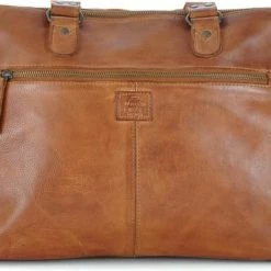 Beste Pirce π Bear Design Lia Leren Dames Schoudertas / Laptoptas 13,3" - Cognac π