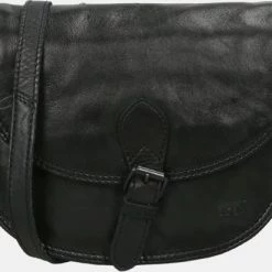 Goedkoopste 👍 Bear Design Kleine Schoudertas / Crossbody Tas Dames - Leer - Cow Lavato - Zwart ✨