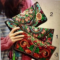 Begroting 🔥 Merkloos ** Zomer Deal ** Fashionable Dames Clutch - Tasje - Handig Meenemen - Geborduurd - Bloemenmotief - Kleurrijk - Katoenen Handtas - Clutch - Party - Avondtasje - Mode - (Motief 3) ❤️