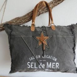 Coupon ✨ Myrabags Strandtas XXL Tas Van Canvas En Leer 🛒
