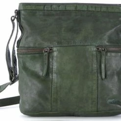 Coupon 🎉 Bear Design Medium Schoudertas / Crossbody Tas Dames - Leer - Cow Lavato - Groen 😍