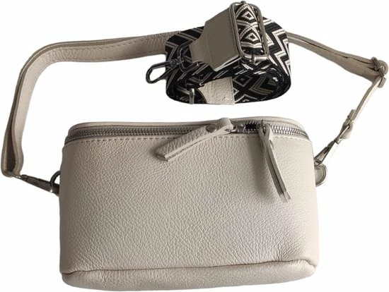Groothandel π San Marco Zacht Lederen Cross Body Tas Zilverkleurige Rits – Heuptas – Fashion – Rechthoekig Crème Met Extra Riem π₯° 2 Groothandel π San Marco Zacht Lederen Cross Body Tas Zilverkleurige Rits – Heuptas – Fashion – Rechthoekig Crème Met Extra Riem π₯° - Afbeelding 2