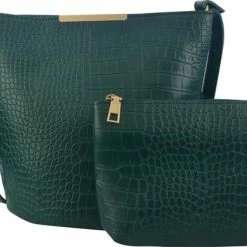 Korting 🛒 Juleeze Melady Handtas Dames 24x25 Cm Groen Kunststof Rechthoek Slangenleer Tas Damestas 🛒 -tassen-dames Verkoop 550x421 1