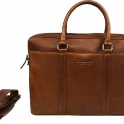 Flash-uitverkoop 🎁 DSTRCT Premium Collection Leren Business Laptoptas - 15,6 Inch Laptopvak Met Rits - Inclusief Onderhouspakket - Cognac 🎉 -tassen-dames Verkoop 550x426 3