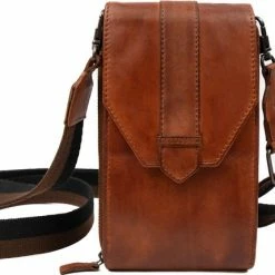 Goedkoopste 🤩 Bear Design Lederen Unisex Schoudertasje Gianna RFID Cognac - CL 19705 🛒