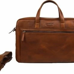 Hete verkoop 🎁 DSTRCT Leren Business Laptoptas - 15.6 Inch Laptopvak Met Rits - Cognac - Luxe Volnerfleder ✨ -tassen-dames Verkoop 550x433 2