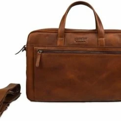 Flash-uitverkoop 🎁 DSTRCT Premium Collection Leren Business Laptoptas - 15,6 Inch Laptopvak Met Rits - Inclusief Onderhouspakket - Cognac 🎉 -tassen-dames Verkoop 550x438 4