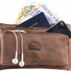 Beste deal ✔️ Wild Woodss WILD WOODS Moderne Leren Heuptas Met 3 Ritsen Compact – Fanny Pack - Buffelleer - Vintage Bruin 😀 -tassen-dames Verkoop 550x445 2