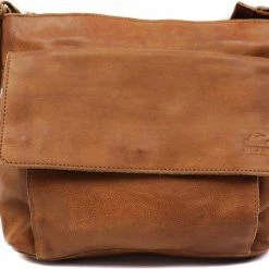 Uitgang ✔️ Bear Design Kleine Schoudertas / Crossbody Tas Dames - Leer - Calisto Pelle - Cognac 🔔