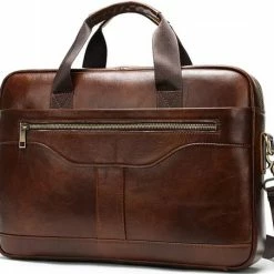 Uitgang 🤩 Laptoptas 15 6 Inch Schoudertas Handtas Tas Bruin Leer - Urban U® 😉