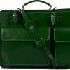 Goedkoopste 🧨 Schooltas Of Aktetas Groot Model, Groen Leder Leer By Viabologna 🧨