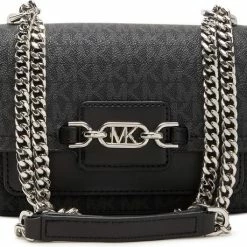 Uitgang 👍 Michael Kors Heather Dames Crossbody TasSchoudertas Textiel;PVC - Zwart 😍 -tassen-dames Verkoop 550x459 7