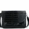 Beste Verkoop 🥰 Sacha - Zwarte Schoudertas Met Crocoprint 🤩