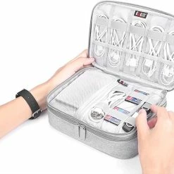 Kopen ⌛ Bubm Draagbare Kabel Tas, Digitale Usb Gadget Organizer Draden Charger Cosmetische Rits Zak Power Ipad Pouch Smartphone Laptop & Macbook Oplader Koffer Case Hoesje ✨