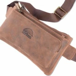 Beste deal ✔️ Wild Woodss WILD WOODS Moderne Leren Heuptas Met 3 Ritsen Compact – Fanny Pack - Buffelleer - Vintage Bruin 😀 -tassen-dames Verkoop 550x478