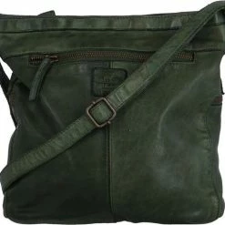 Coupon 🎉 Bear Design Medium Schoudertas / Crossbody Tas Dames - Leer - Cow Lavato - Groen 😍 -tassen-dames Verkoop 550x481 7