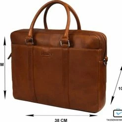 Flash-uitverkoop 🎁 DSTRCT Premium Collection Leren Business Laptoptas - 15,6 Inch Laptopvak Met Rits - Inclusief Onderhouspakket - Cognac 🎉 -tassen-dames Verkoop 550x482 4