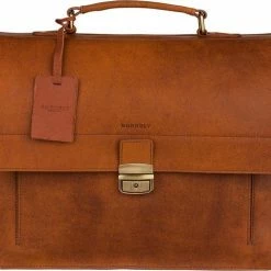 Beste Verkoop 🔥 Burkely Vintage Scott Briefcase 2-Comp - Aktetas - Cognac 🌟