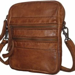 Begroting 🧨 Bear Design Vikas Leren Crossbodytas / Schoudertas - Cognac 😀