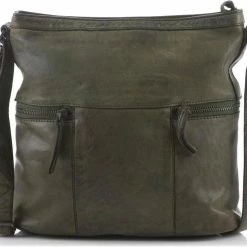 Coupon 🎉 Bear Design Medium Schoudertas / Crossbody Tas Dames - Leer - Cow Lavato - Groen 😍 -tassen-dames Verkoop 550x491 1