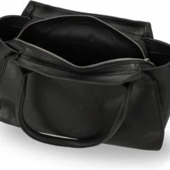 Nieuw 🎁 Fred De La Bretoniere Medium Schoudertas / Crossbody Tas Dames - Leer - Soft Grain Leather - Zwart ⌛ -tassen-dames Verkoop 550x492 5