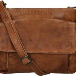 Uitgang ✔️ Bear Design Kleine Schoudertas / Crossbody Tas Dames - Leer - Calisto Pelle - Cognac 🔔 -tassen-dames Verkoop 550x504 4