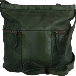 Coupon 🎉 Bear Design Medium Schoudertas / Crossbody Tas Dames - Leer - Cow Lavato - Groen 😍 -tassen-dames Verkoop 550x507 8