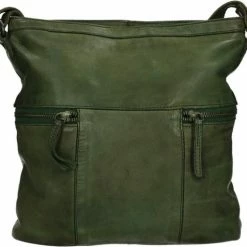 Coupon 🎉 Bear Design Medium Schoudertas / Crossbody Tas Dames - Leer - Cow Lavato - Groen 😍 -tassen-dames Verkoop 550x510 6