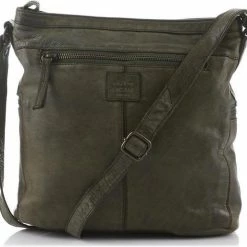 Coupon 🎉 Bear Design Medium Schoudertas / Crossbody Tas Dames - Leer - Cow Lavato - Groen 😍 -tassen-dames Verkoop 550x516 4