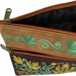 Groothandel ✨ Merkloos Dames Polstas Zwart Suède Leer Met Handborduurwerk In Geel En Oranje 😀 -tassen-dames Verkoop 550x525