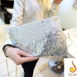 Goedkoopste 👍 Fiory Handtas Zilver Pailletten | Schouder/handtas| Volledig Pailletten | 28x18x1.5 Cm| Met Schouderketting| Elegant| Zilveren 🔥