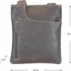 Goedkoop 🎁 Arrigo Leren Tas Dames – Leren Tas Heren – Donkerbruin Leder – Leren Crossbody Schoudertas – Plat Model 🔔 -tassen-dames Verkoop 550x527 12